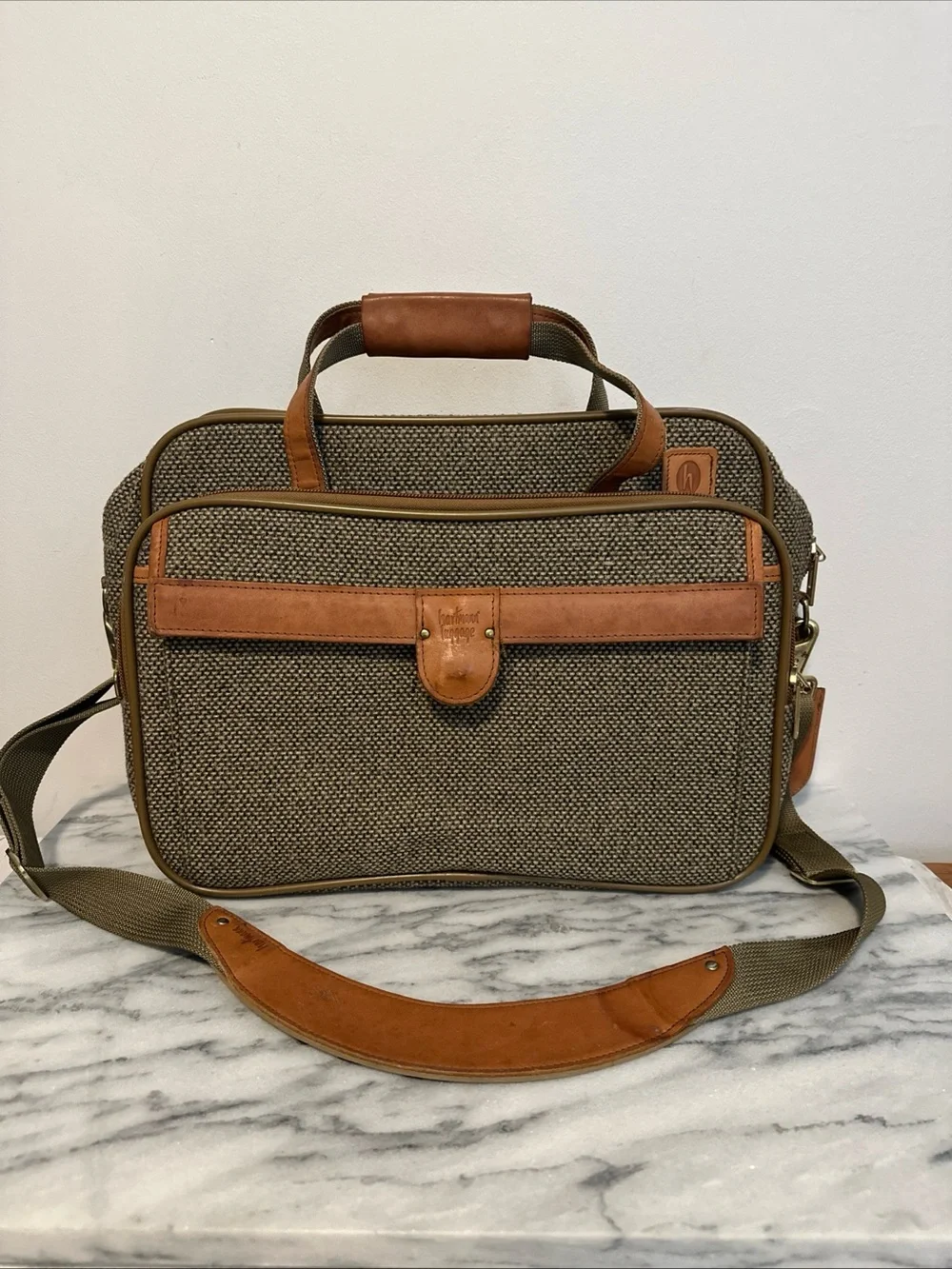 Hartmann Canvas twill Leather trim carry on travel bag with shoulder strap